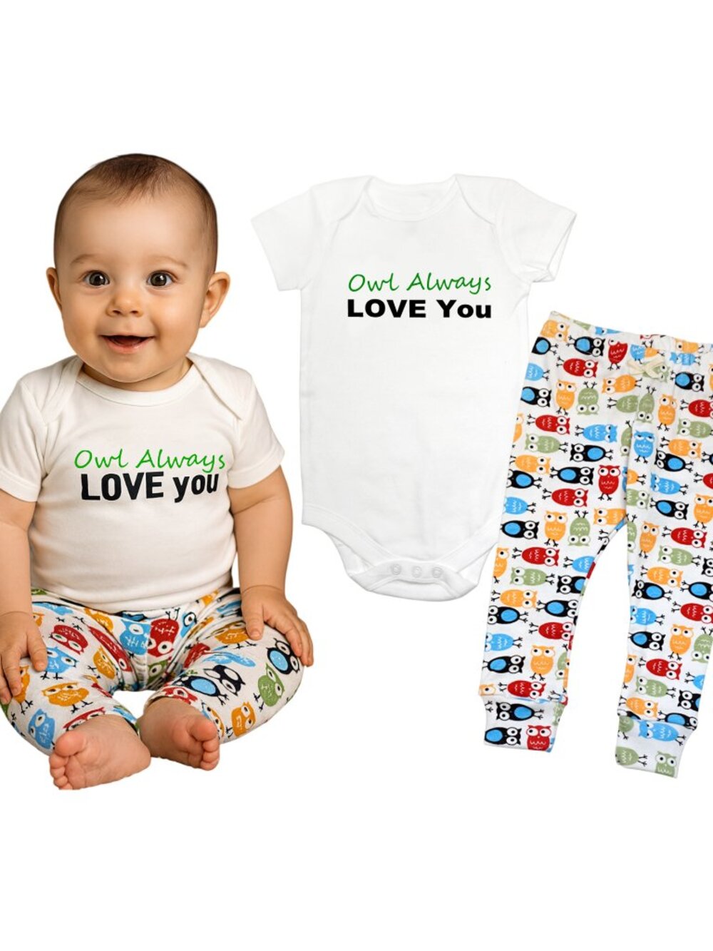 Baby Boys Bodysuit and Pant Set outfit - Owl always Love you NWT